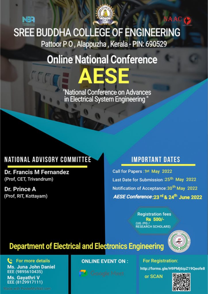 ONLINE NATIONAL CONFERENCE AESE SREE BUDDHA COLLEGE OF ENGINEERING